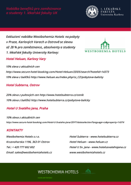 Exkluzivní nabídka Westbohemia Hotels na pobyty v