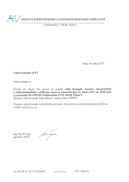 Pozv&aacute;nka na Valnou hromadu 2017