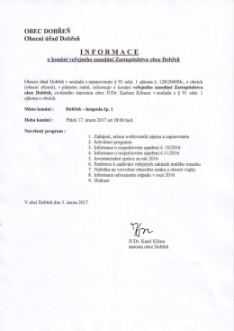 Informace o konání veřejného zasedání