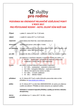 v roce 2017 pro pěstounské rodiny