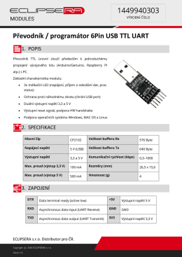 Převodník / programátor 6Pin USB TTL UART