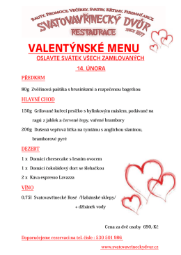 VALENTÝNSKÉ MENU