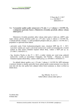 Vyrozumění - Ministerstvo životního prostředí