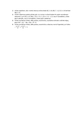 1) Určete výpočtem, zda v rovině, která je určena body A[2, 3, 4], B[3