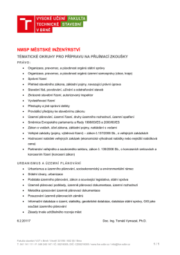 NMSP MĚSTSKÉ INŽENÝRSTVÍ