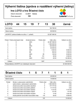 V&yacute;hern&iacute; listina - Loterie Fortuna