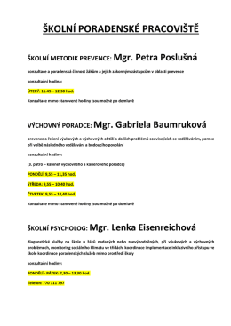 ŠKOLNÍ PORADENSKÉ PRACOVIŠTĚ