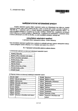 Nař&iacute;zen&iacute; st&aacute;tn&iacute; veterin&aacute;rn&iacute; spr&aacute;vy - mimoř&aacute;dn&aacute; opatřen&iacute;