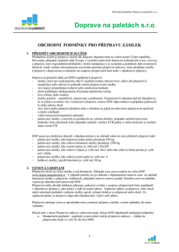obchodn&iacute; podm&iacute;nky pro přepravu z&aacute;silek