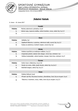 SPORTOVNÍ GYMNÁZIUM Jídelní lístek