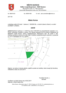 Záměr propachtovat pozemek v Konici