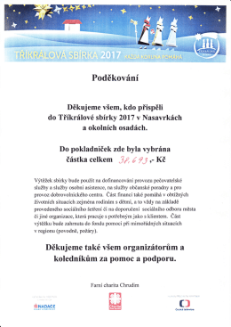 Tříkrálová sbírka 2017