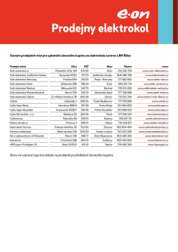 Seznam prodejních míst elektrokol Lectron a BH Bikes Velikost