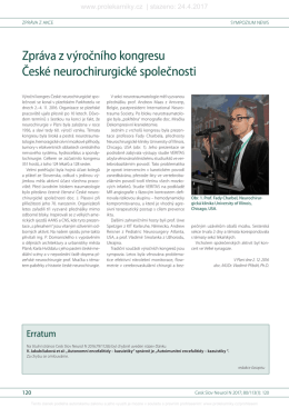 Zpráva z výročního kongresu České neurochirurgické společnosti