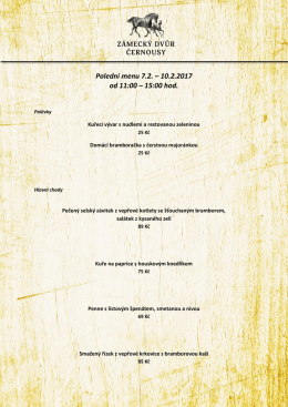 Polední menu 7.2. – 10.2.2017 od 11:00 – 15:00 hod.