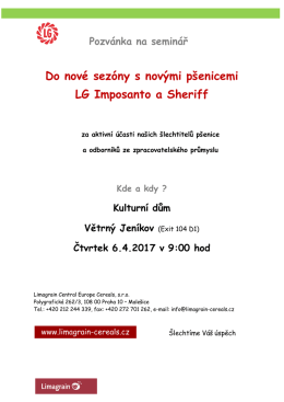 Srdečně V&aacute;s zveme na tradičn&iacute; semin&aacute;ř do - Limagrain