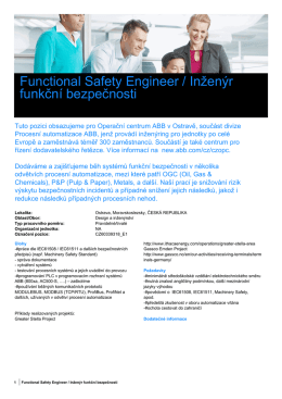 Functional Safety Engineer / Inžen&yacute;r funkčn&iacute; bezpečnosti