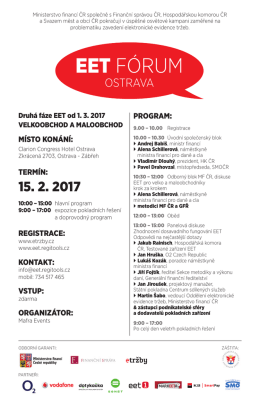 Pozvánka na EET Fórum - 15. února 2017