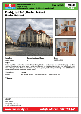 Prodej, byt 3+1, Hradec Králové Hradec Králové www.mmreality.cz