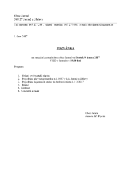 Pozv&aacute;nka na 18. zased&aacute;n&iacute; zastupitelstva obce dne 9.2.2017