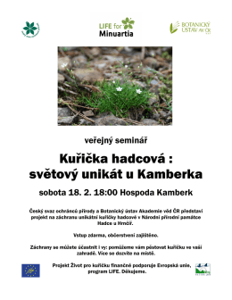 Veřejný seminář Kuřička hadcová : světový unikát u Kamberka