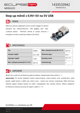 Step-up měnič z 0.9V&ndash;5V na 5V USB