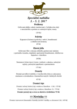 Speci&aacute;ln&iacute; nab&iacute;dka - Restaurace Pod Farmou