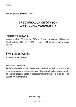 SPECYFIKACJA ISTOTNYCH WARUNK&Oacute;W