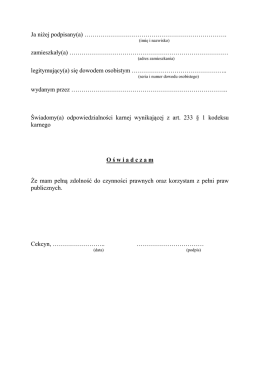 Ja niżej podpisany(a)