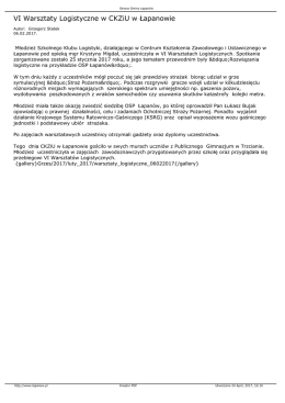VI Warsztaty Logistyczne w CKZiU w Łapanowie
