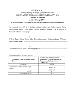 UCHWAŁA nr 1 Nadzwyczajnego Walnego