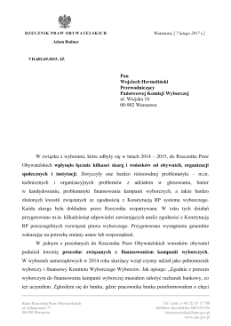 2015, do Rzecznika Praw Obywatelskich wpłynęło łącznie kilkase
