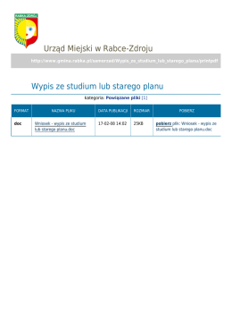 Urząd Miejski w Rabce-Zdroju Wypis ze studium lub starego planu