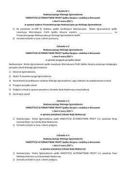 Uchwała Nr 1 Nadzwyczajnego Walnego