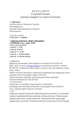 R E G U L A M I N V SupraSKI Festiwal Zawody w biegach