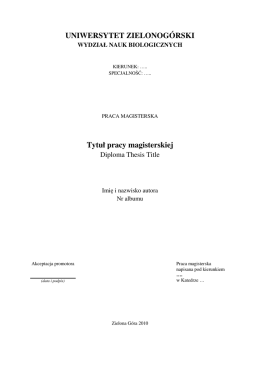 strona tytułowa pracy magisterskiej wg. wzoru WNB