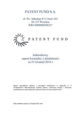 Patent Fund S.A. IVQ 2016