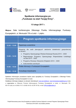 Program spotkania informacyjnego