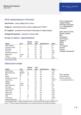 Skrót najważniejszych informacji Emisje w trakcie