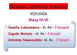 Najlepsi czytelnicy miesiąca: stycznia Klasy IV-VI