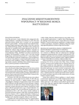 ZNAcZeNie MięDZyNArODOWeJ WsPółPrAcy W reGiONie MOrZA