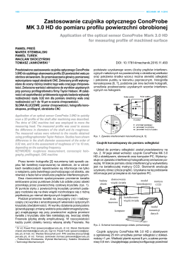 Application of the optical sensor ConoProbe Mark 3.0 HD for