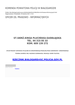 KOMENDA POWIATOWA POLICJI W BIAŁOGARDZIE OFICER DS