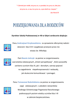 Podziękowania dla rodziców