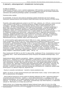 O planach, zobowiązaniach i działalności komercyjnej