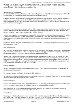 Ponad 61 dodatkowych milion&oacute;w złotych w bud etach