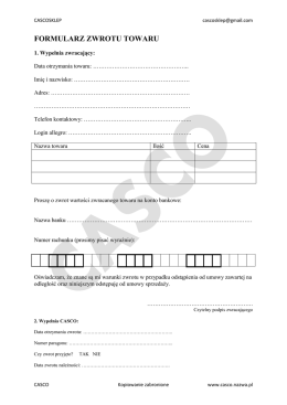 formularz zwrotu towaru