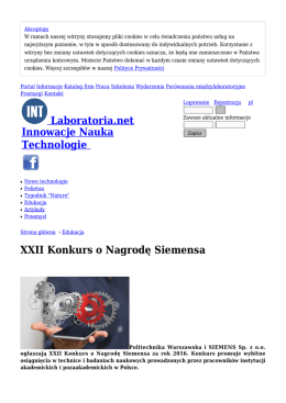 XXII Konkurs o Nagrodę Siemensa - Edukacja