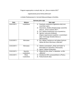 Program wypoczynku w ramach akcji dla Szkoły Podstawowej im