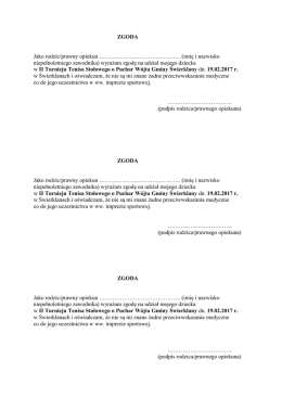 ZGODA Jako rodzic/prawny opiekun